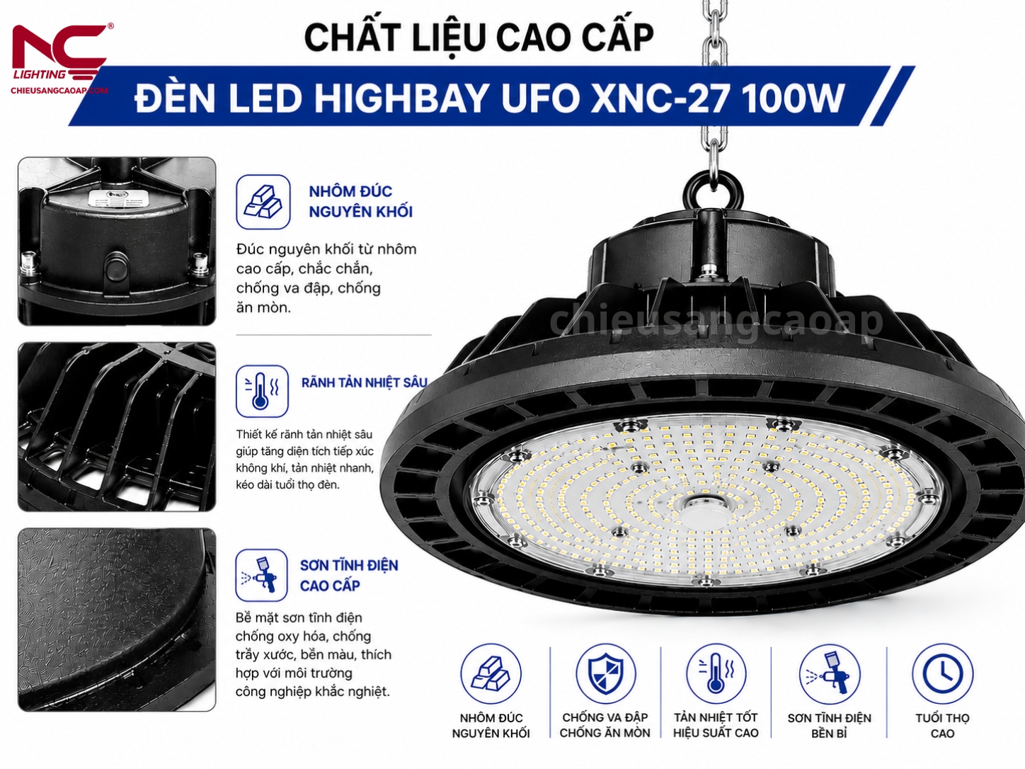 XNC-27 làm từ chất liệu cao cấp và rãnh tản nhiệt sâu