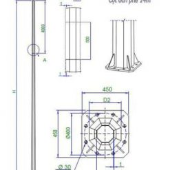 Bản vẽ cột đèn pha cao áp 14m