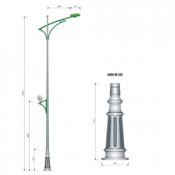 Bản vẽ cột đèn đế gang NC- 01