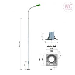 Cột Đèn Tròn Côn Liền Cần Đơn NC Lighting
