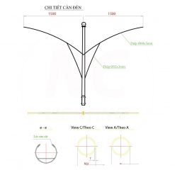 Kích thước cần đèn cao áp NC07