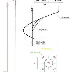 Thông số kỹ thuật cần đơn của Cột Đèn Cao Áp Chiếu Sáng NC-01