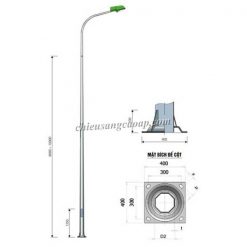 Cột đèn cao áp bát giác liền cần đơn