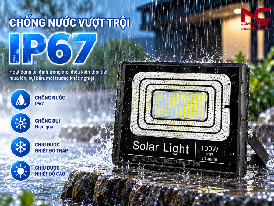 Đèn Pha Năng Lượng Mặt Trời PNC47 PNC-47 theo tiêu chuẩn chống nước IP67