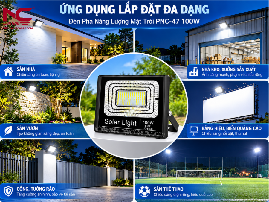 Đèn Pha Năng Lượng Mặt Trời PNC47 ứng dụng của pnc-47