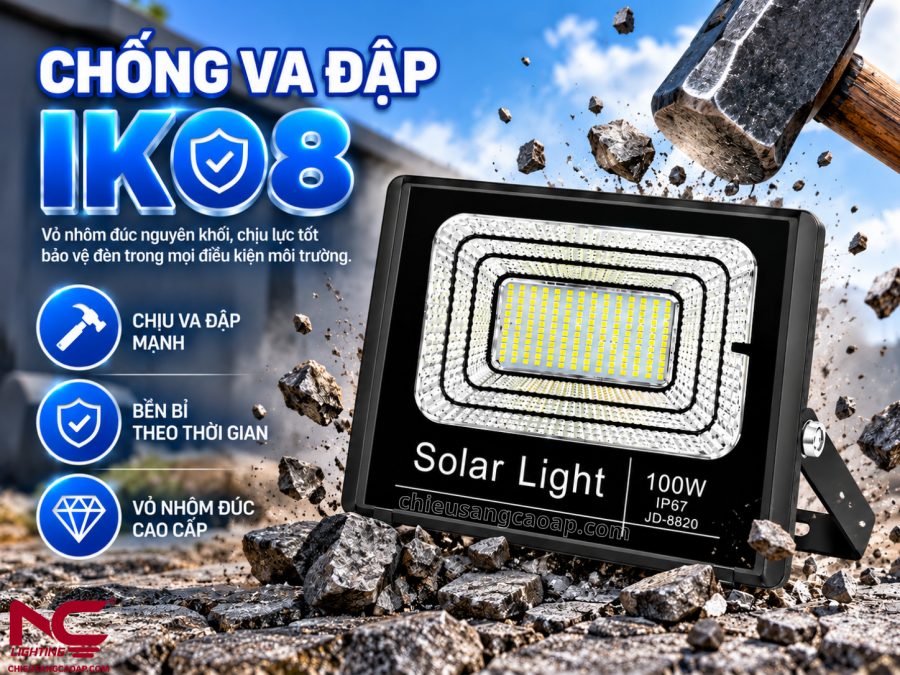 Đèn Pha Năng Lượng Mặt Trời PNC47 pnc-47 chống va đập IK08