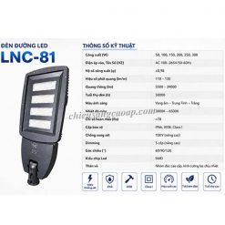 Thông số kỹ thuật đèn Led năng lượng mặt trời LNC81