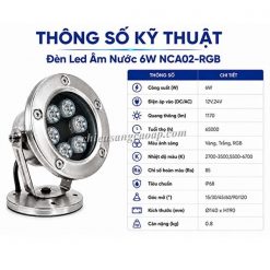 Thông số kỹ thuật đèn Led âm nước NCA-02