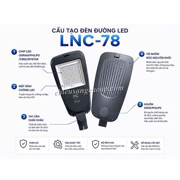 cau-tao-den-duong-led-lnc-78 Cấu tạo đèn đường LED LNC-78