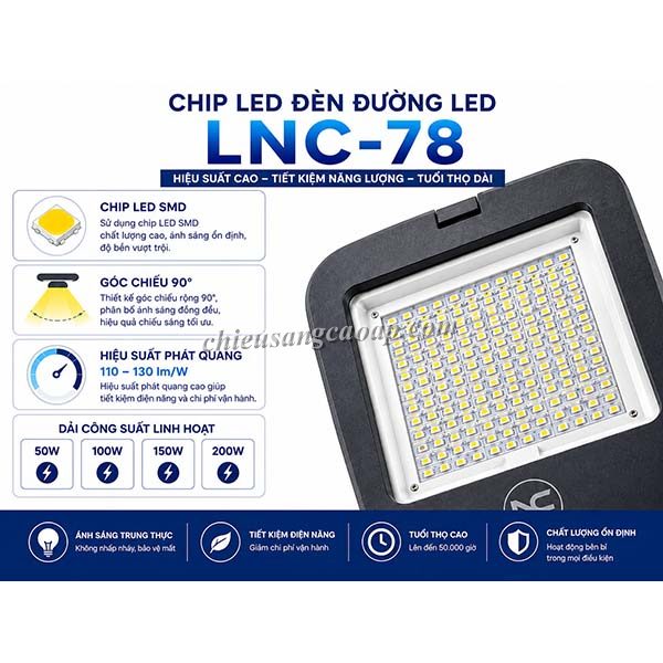 chip-led-den-duong-led-lnc-78 Kích thước đèn đường LED LNC-78