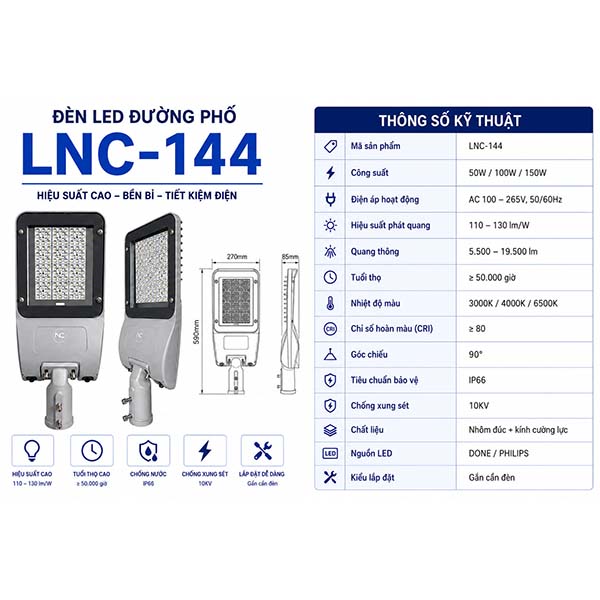 thong-so-den-duong-led-lnc-144 Thông số đèn đường LED LNC-144