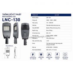Thông số kỹ thuật đèn đường LED LNC-130
