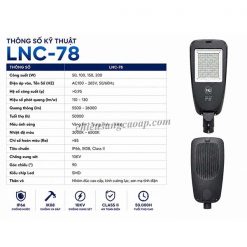 Thông số kỹ thuật đèn đường LED LNC-78