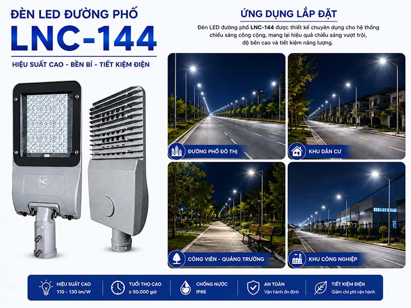 Đèn Đường LED LNC-144 Ứng dụng thực tế của đèn LNC-144