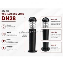 Đèn nấm sân vườn DN28 Cấu tạo đèn nấm sân vườn DN28