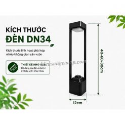 Kích thước đèn nấm sân vườn NLMT DN34
