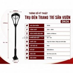 Thông tin kỹ thuật cột đèn sân vườn DN16