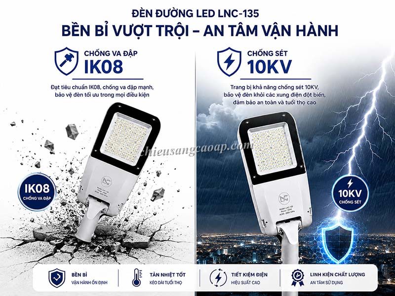 Đèn Đường LED LNC-135 Đèn đường LED LNC-135 đạt tiêu chuẩn cao