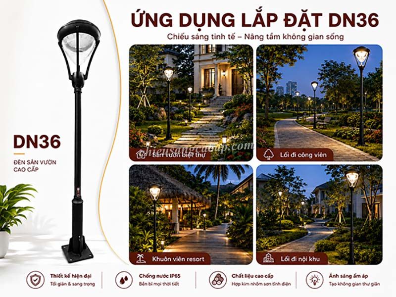 Ứng dụng cột đèn sân vườn DN16