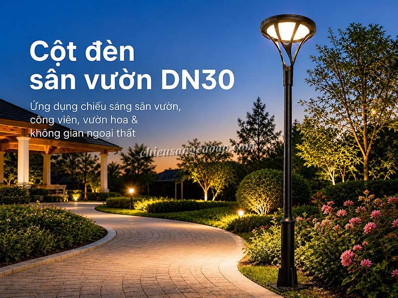 Cột đèn sân vườn DN30 Ứng dụng cột đèn sân vườn DN30