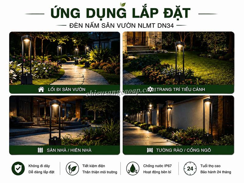 Ứng dụng đèn sân vườn NLMT DN34
