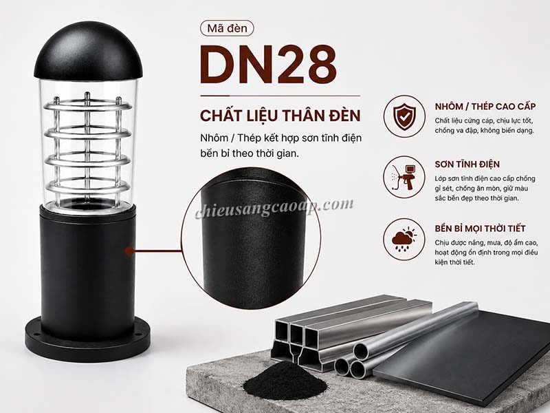 Đèn nấm sân vườn DN28 Ưu điểm đèn nấm sân vườn DN28