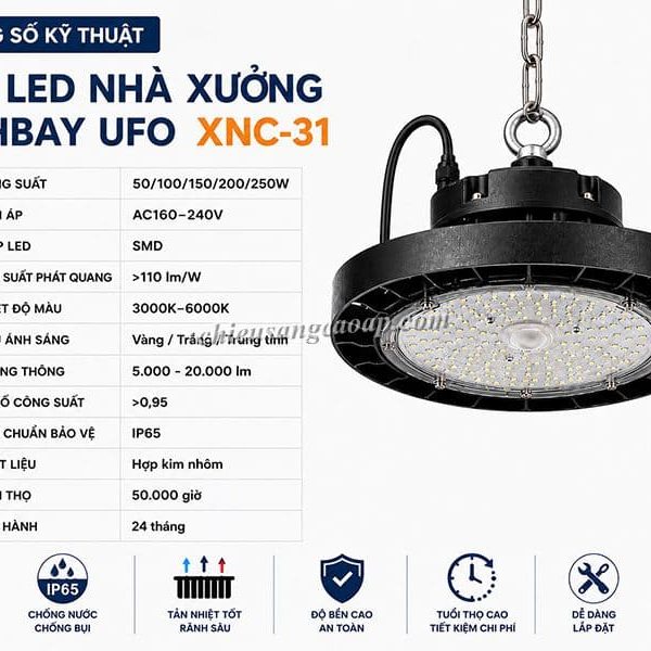 Thông số kỹ thuật đèn LED nhà xưởng Highbay UFO XNC-31